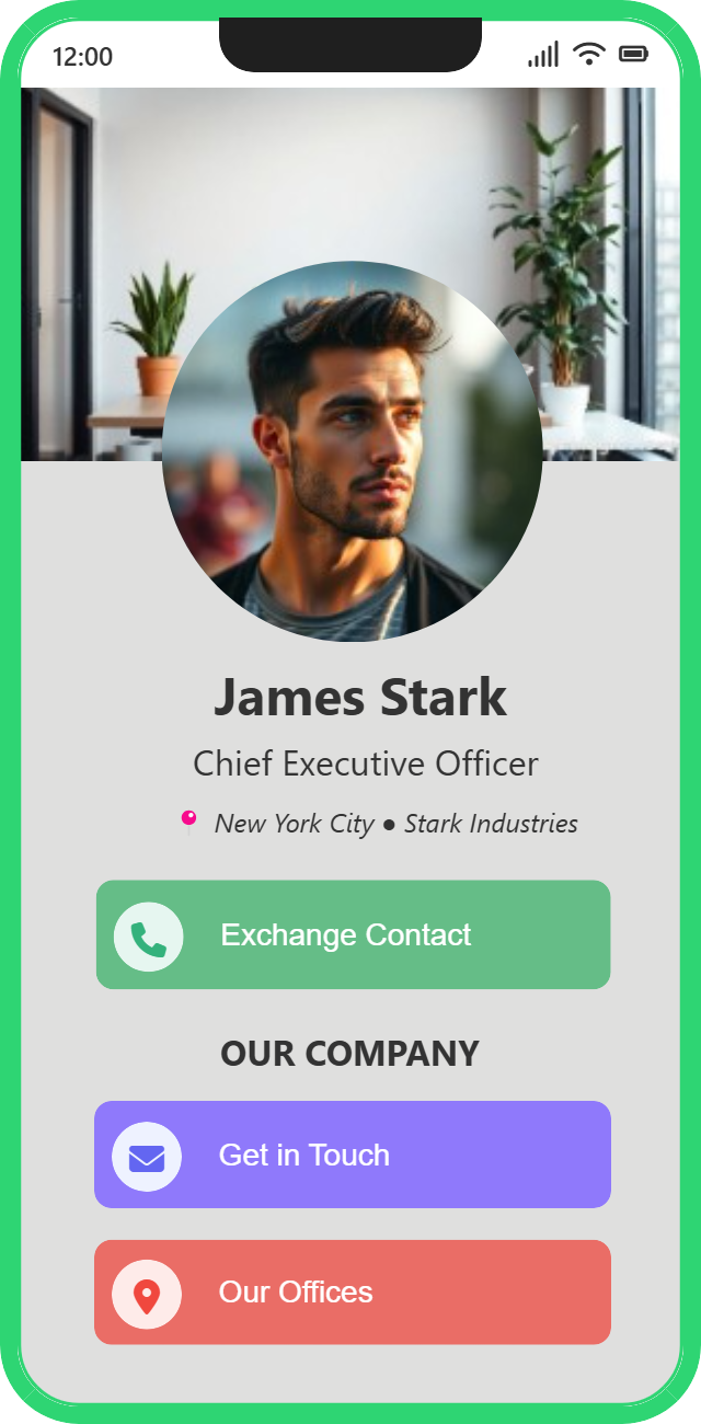 Contact Card Landing Page